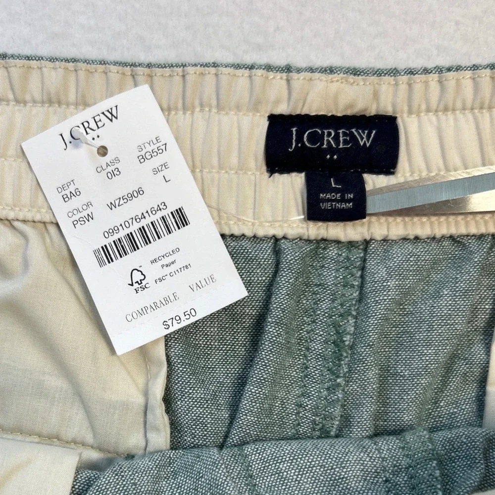 NWT J. CREW Linen Blend Shorts Mens Size L (33x5.5) Light Green Preppy Lagenlook